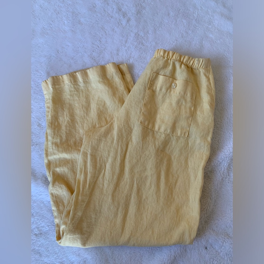100% Linen butter yellow pants